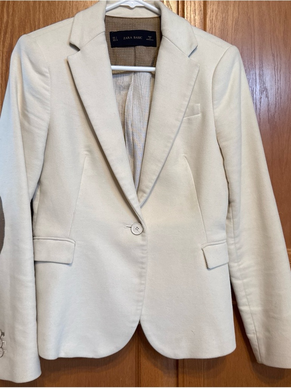 Zara Off-White Single-Button Tailored Blazer